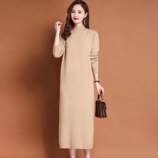 批发正品<b class='q'>哥</b><b class='q'>弟</b>新款羊绒衫女长款秋冬过膝打底毛衣裙羊毛衣连衣裙配大衣