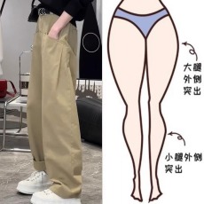 批发新款卡其色工装裤子大码<b class='q'>女</b>胖mm显瘦梨型身材粗腿宽胯高腰阔腿<b class='q'>裤</b>