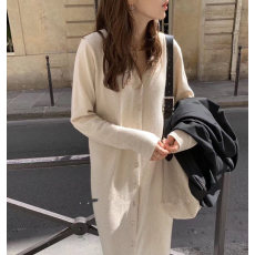 批发韩版显瘦春秋新款羊绒<b class='q'>开衫</b>女中长款过膝毛衣薄款<b class='q'>外</b><b class='q'>搭</b>羊毛针织外套