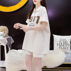 批发官图纯棉后包领2025夏季宽松休闲百搭<b class='q'>时尚</b>潮流运动风套装女