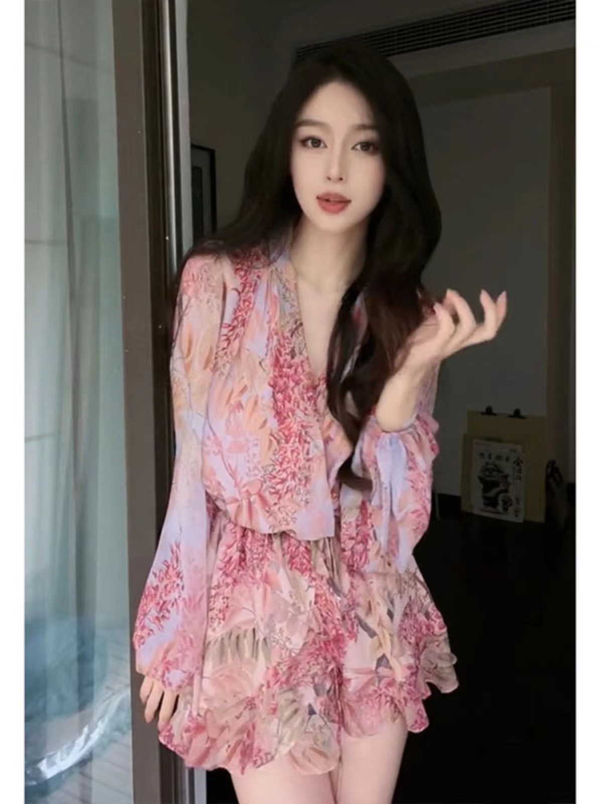 RY1699#女装夏法式气质粉色碎花连衣裙子质感高级感精致正式场合