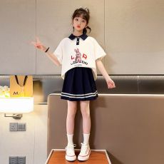 批发女大童夏季套装2025新款潮牌短袖短<b class='q'>裤</b>女童夏天薄款透气<b class='q'>儿童</b>两件套