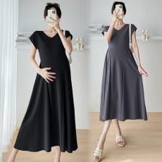 批发<b class='q'>实拍</b>+视频2026夏新款韩版时尚宽松中长款<b class='q'>孕妇</b><b class='q'>针织</b>连衣裙