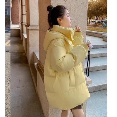 韩版中长款加厚小个子宽松时尚港风学生羽绒棉面包服ins外套女短