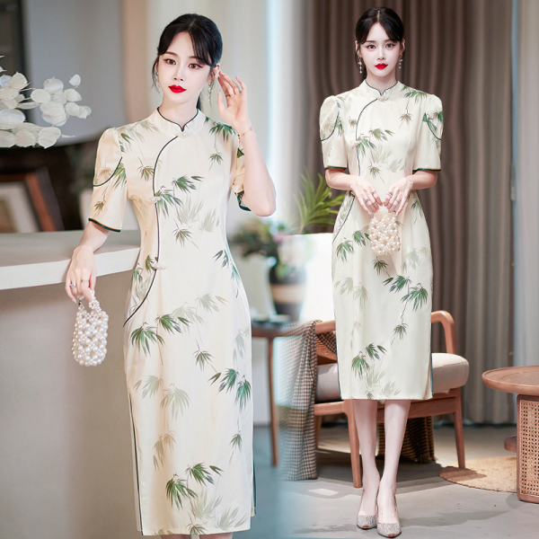 RM20138#改良版新式旗袍时尚中国风复古名媛少女甜美小香风旗袍裙