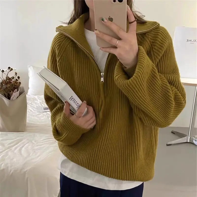 지퍼 폴라 칼라 니트 상세 이미지 7