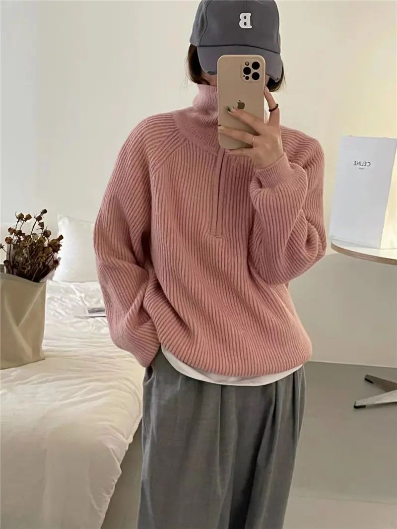 지퍼 폴라 칼라 니트 상세 이미지 9