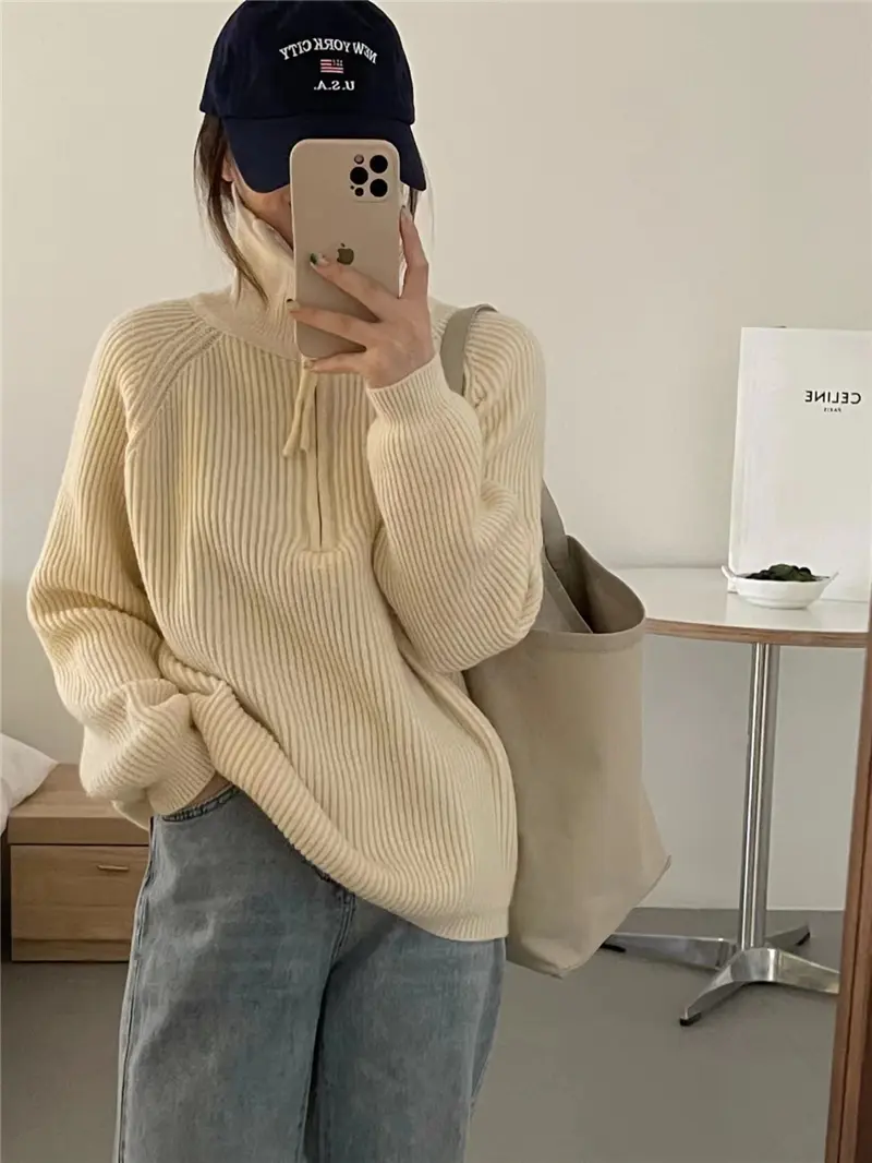 지퍼 폴라 칼라 니트 상세 이미지 11