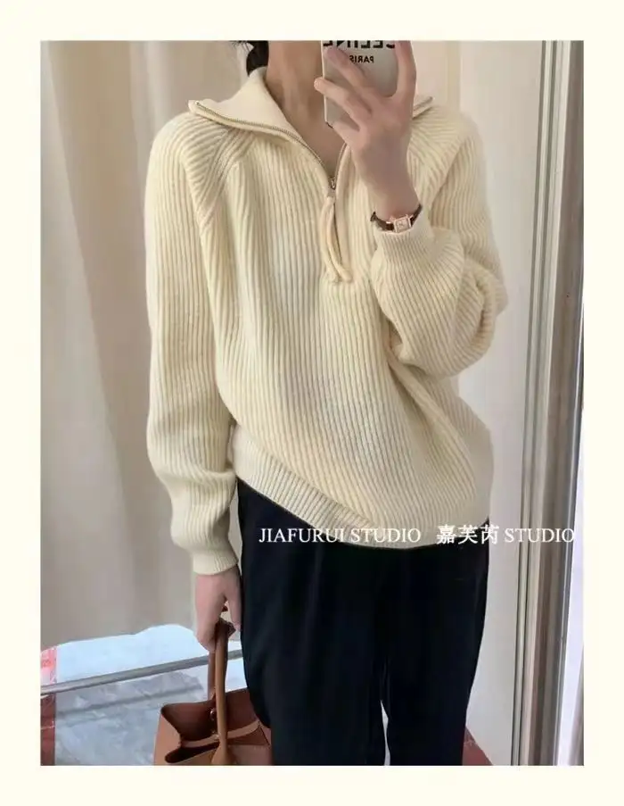 지퍼 폴라 칼라 니트 상세 이미지 14