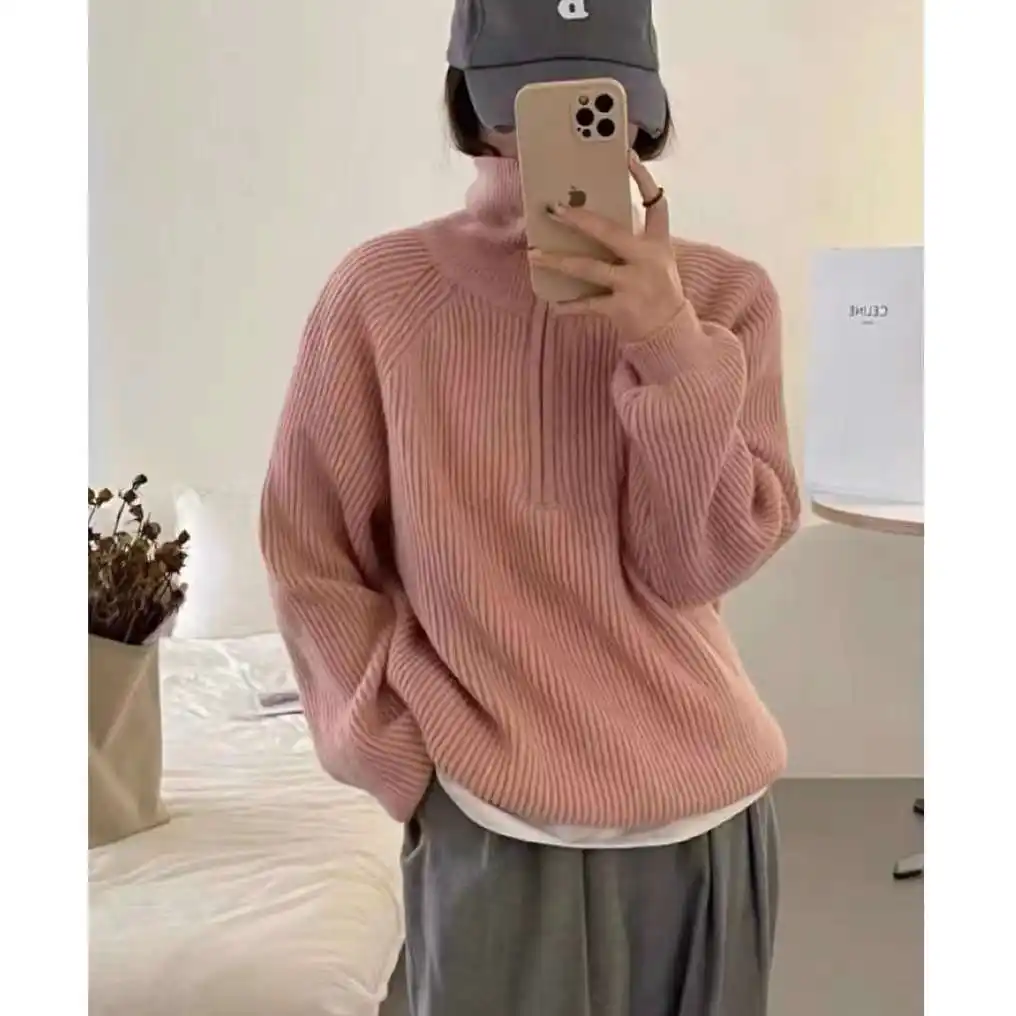 지퍼 폴라 칼라 니트 상세 이미지 5