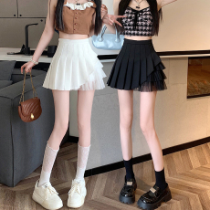 批发晨领优质面料网纱百褶裙女夏季小众小个子<b class='q'>短裙</b>高腰显瘦a字<b class='q'>半身裙</b>