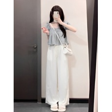 批发职业套装女新款夏装小个子穿搭微胖mm减龄网红法式桔梗两件套