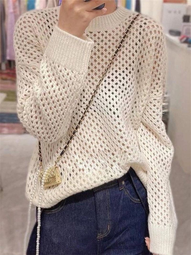 2023 autumn and winter new knitted sweater women Korean Dongdaemun net red same style GLYP trendy brand casual hollow sweater women