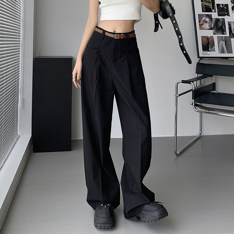 New style gray American overalls for women, textured pleated wide-leg pants, casual, loose, yuppie, versatile hiking pants