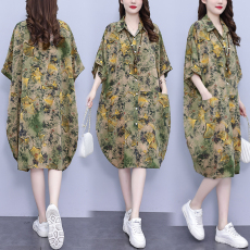 批发实拍2026夏季新款韩版POLO领遮肉衬衫<b class='q'>连衣裙</b>中长款休闲宽松型