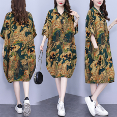 批发实拍2026夏季新款韩版POLO领遮肉衬衫<b class='q'>连衣裙</b>中长款休闲宽松型