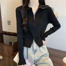 批发实拍 胖mm大码女装春装新款遮肉简约纯色开衫小外套显瘦<b class='q'>针织</b>上衣