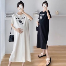 批发官方图#夏季韩版韩国大码长款<b class='q'>孕妇</b><b class='q'>连衣裙</b>胖mm长裙宽松过膝睡裙女