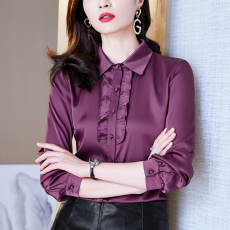 批发实拍<b class='q'>真丝</b>衬衫女桑蚕丝长袖上衣女士气质设计感小众衬衣2026春款