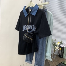 批发实拍21支210g精梳纯棉贴布字母刺绣短袖T恤宽松300斤大码<b class='q'>体恤</b>上衣