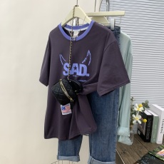 批发实拍21支210g精梳纯棉 短袖T恤<b class='q'>男</b>女夏季新款减龄学院风大码<b class='q'>体恤</b>潮