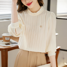 批发时尚气质长袖雪纺衬衫2026春装新款上衣设计感洋气小衫