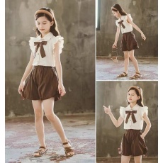 批发<b class='q'>女</b><b class='q'>童</b>夏装套装2026新款薄款洋气polo领短袖儿童夏季短裤休闲两件套