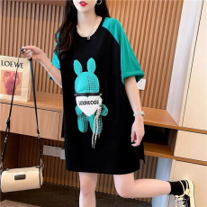 夏季抖音质量/纯棉/后包领/立体装饰拉链大口袋开叉短袖T恤