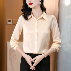 批发实拍春秋新款时尚重磅真丝衬衫<b class='q'>女</b>设计感桑蚕丝上衣<b class='q'>长袖</b>工作服