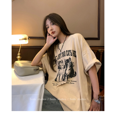 있음 선적 원본 대외 무역 발 코드 반팔 티셔츠 여성 여름 드레스 항구 바람 티셔츠 한국 스타일 트렌디 학생 다용도 반팔 맨위