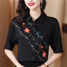 批发真丝<b class='q'>桑蚕丝</b>女士衬衫衬衣2025夏季新款杭州高端洋气时尚气质<b class='q'>上衣</b>女
