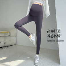 实拍现货M-3XL孕妇蜂窝无调节带托腹鲨鱼裤面膜裤春秋紧身瑜伽