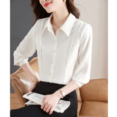 批发2026年春季新款<b class='q'>雪纺衫</b>木耳边衬衫领修身设计感小众职业别致上衣