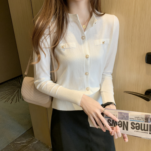 RM20369#秋季新款韩版chic单排扣开衫针织衫薄外套女上衣百搭