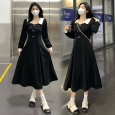 批发2026大码女装春装新款法式<b class='q'>通勤</b>长袖连衣裙赫本风甜美中长款大码裙