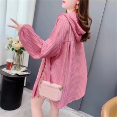 批发<b class='q'>韩版</b>春时尚百搭编织休闲连帽衬衫大码设计感宽松防晒衣外套女衬衣