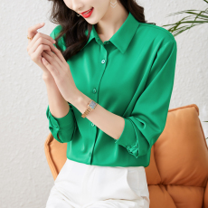 批发实拍2026新款高端仿<b class='q'>真丝</b>时尚简约<b class='q'>衬衫</b>设计感小众春款上衣
