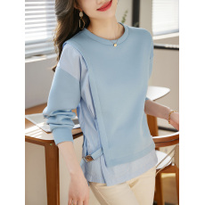 批发复古圆领空气层卫衣女2026春季新款宽松修身慵懒风别致上衣