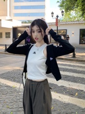 实拍实价 黑色气质小众美式复古修身短款上衣背心两件套+阔腿裤
