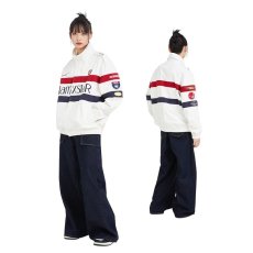 批发高<b class='q'>晓</b><b class='q'>晨</b>同款赛车服外套男春秋款重磅美式飞行员夹克衫宽松