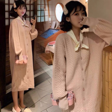 批发大码女装秋冬装新款甜美时尚气质显瘦打底裙中长款宽松针织<b class='q'>连衣裙</b>