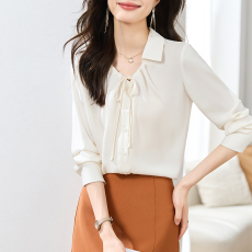 批发实拍2026春款<b class='q'>白色</b>法式设计感醋酸垂感长袖通勤职业V领<b class='q'>衬衣</b>