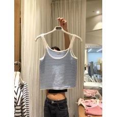 批发当季热销长期；新款复古条纹简洁百搭针织吊带背心上衣潮