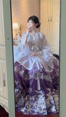 新中式国风改良明制汉服汉元素紫色马面裙子女日常秋装搭配一整套