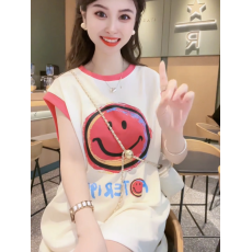 批发珠地短袖t恤女夏2026中长款无袖背心潮圆领上衣大码<b class='q'>女装</b>200斤