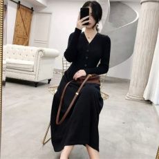 批发胖妹妹秋冬大码女装针织打底配大衣长款<b class='q'>连衣裙</b>