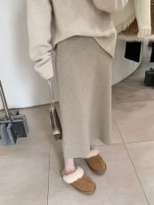 高级感软糯羊毛针织半身裙女秋冬季中长款直筒包臀裙高腰a字裙子