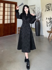 实拍2023大码女装～新中式复古改良旗袍胖mm赫本风假两件连衣裙