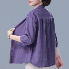 批发<b class='q'>妈妈</b>装衬衫女2026宽松洋气薄衬衣显瘦七分袖爆款外穿开衫ins外套