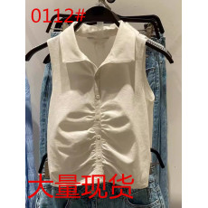 批发气质纯欲风褶皱<b class='q'>紧身</b>短款薄小个子无袖<b class='q'>T</b><b class='q'>恤</b>polo背心夏